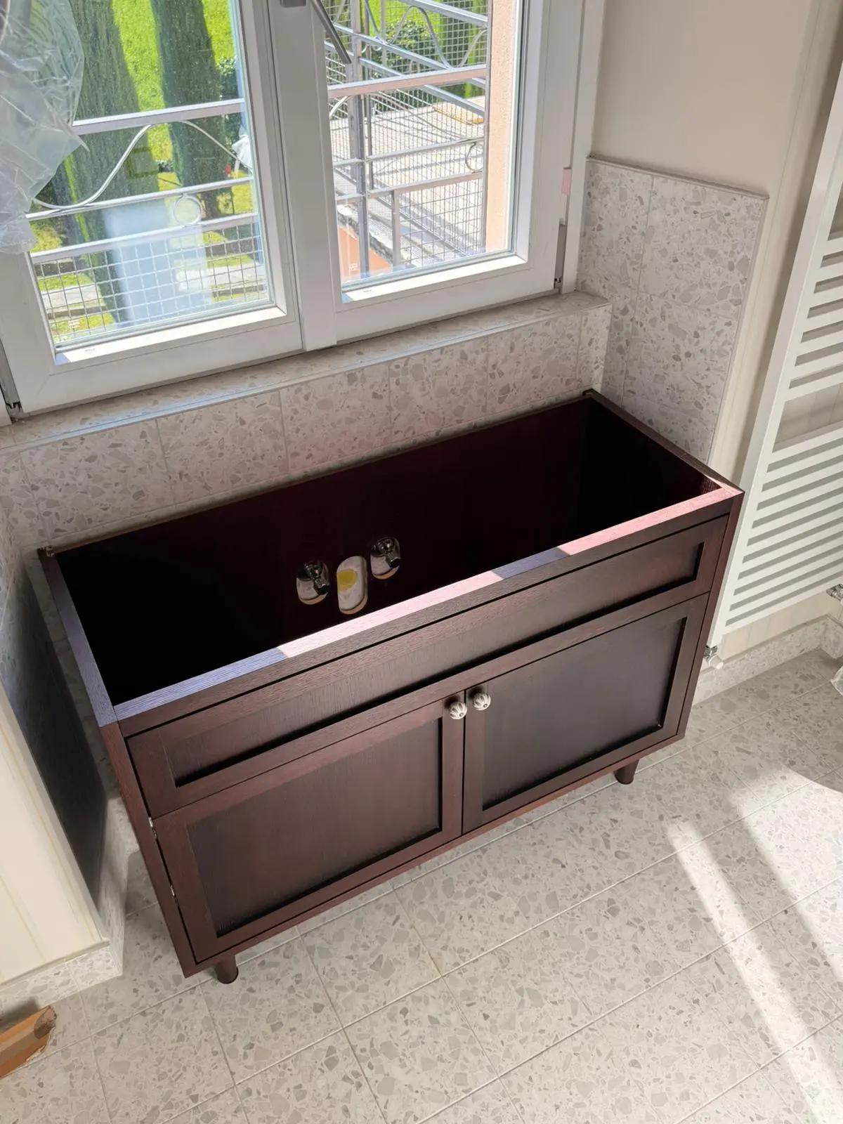 Vista superior del mueble de baño
